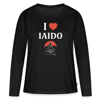 iaido - T-shirt manches longues Premium bio Femme - noir - Devant - Julia (174cm)