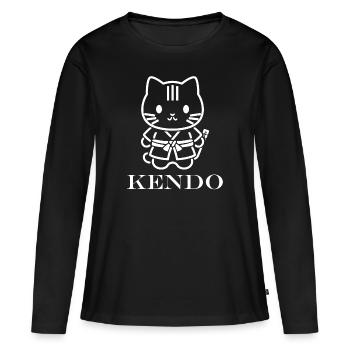 KENDO - T-shirt manches longues Premium bio Femme - noir - Devant - Julia (174cm)