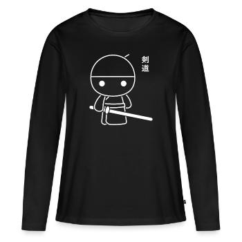 KENDO - T-shirt manches longues Premium bio Femme - noir - Devant - Julia (174cm)