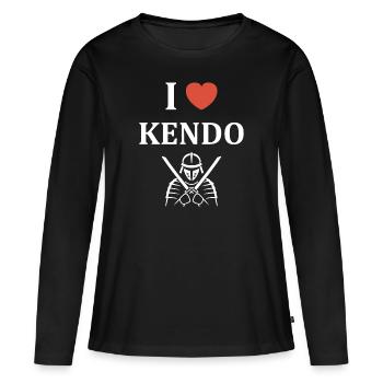 KENDO - T-shirt manches longues Premium bio Femme - noir - Devant - Julia (174cm)