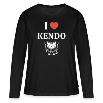KENDO - T-shirt manches longues Premium bio Femme - noir - Devant - Julia (174cm)