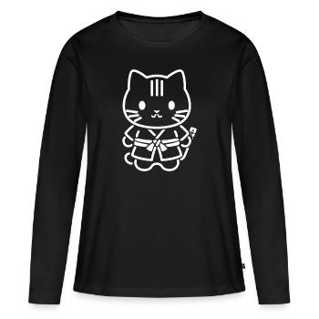 KENDO - T-shirt manches longues Premium bio Femme - noir - Devant - Julia (174cm)