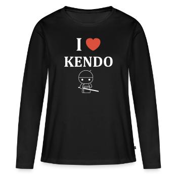 KENDO - T-shirt manches longues Premium bio Femme - noir - Devant - Julia (174cm)