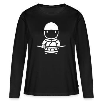 KENDO - T-shirt manches longues Premium bio Femme - noir - Devant - Julia (174cm)