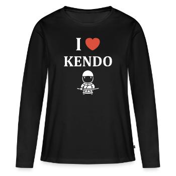 KENDO - T-shirt manches longues Premium bio Femme - noir - Devant - Julia (174cm)