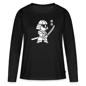 KENDO - T-shirt manches longues Premium bio Femme - noir - Devant - Julia (174cm)