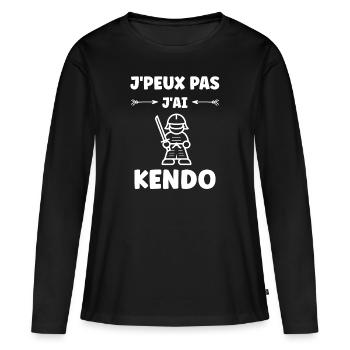 KENDO - T-shirt manches longues Premium bio Femme - noir - Devant - Julia (174cm)