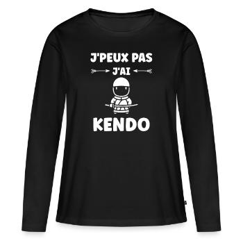 KENDO - T-shirt manches longues Premium bio Femme - noir - Devant - Julia (174cm)
