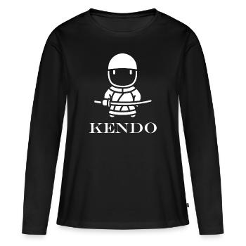 KENDO - T-shirt manches longues Premium bio Femme - noir - Devant - Julia (174cm)