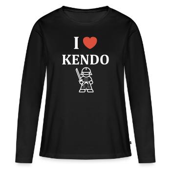 KENDO - T-shirt manches longues Premium bio Femme - noir - Devant - Julia (174cm)