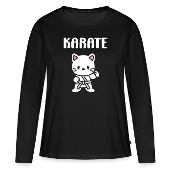 karate - T-shirt manches longues Premium bio Femme - noir - Devant - Julia (174cm)