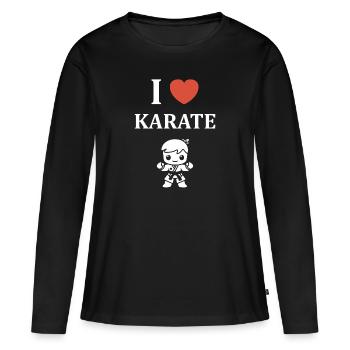 karate - T-shirt manches longues Premium bio Femme - noir - Devant - Julia (174cm)