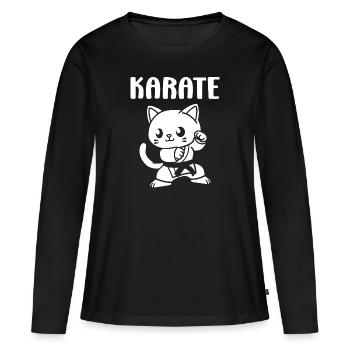 karate - T-shirt manches longues Premium bio Femme - noir - Devant - Julia (174cm)