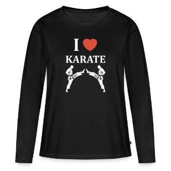 karate - T-shirt manches longues Premium bio Femme - noir - Devant - Julia (174cm)