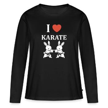 karate - T-shirt manches longues Premium bio Femme - noir - Devant - Julia (174cm)