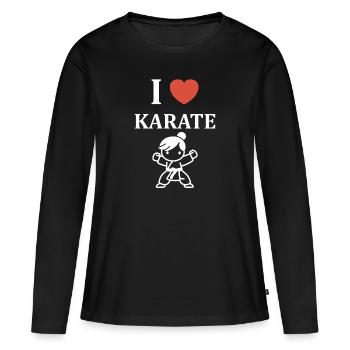 karate - T-shirt manches longues Premium bio Femme - noir - Devant - Julia (174cm)