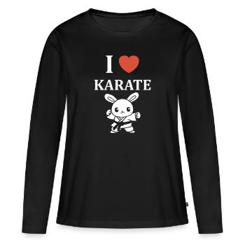 karate - T-shirt manches longues Premium bio Femme - noir - Devant - Julia (174cm)