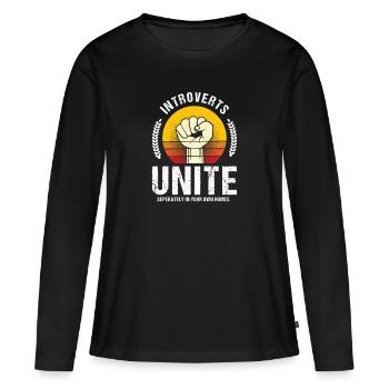 Les introvertis s’unissent séparément dans leur - T-shirt manches longues Premium bio Femme - noir - Devant - Julia (174cm)