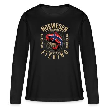 Norwegen Tromsø Fishing Tour 2025 - Frauen Premium Bio Langarmshirt - Schwarz - Vorne - Julia (174cm)