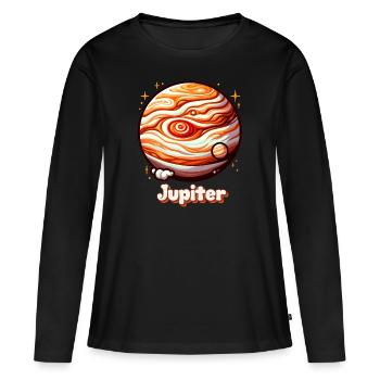 Planète Jupiter - T-shirt manches longues Premium bio Femme - noir - Devant - Julia (174cm)