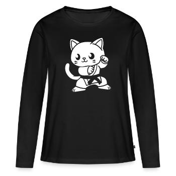 karate - T-shirt manches longues Premium bio Femme - noir - Devant - Julia (174cm)