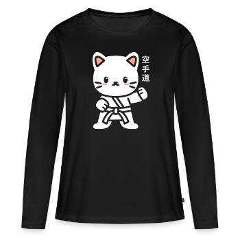 karate - T-shirt manches longues Premium bio Femme - noir - Devant - Julia (174cm)