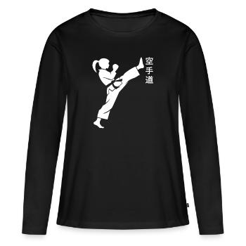 karate - T-shirt manches longues Premium bio Femme - noir - Devant - Julia (174cm)