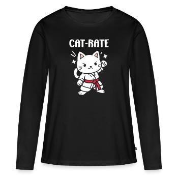 karate - T-shirt manches longues Premium bio Femme - noir - Devant - Julia (174cm)