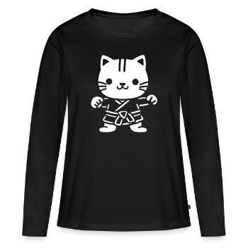 karate - T-shirt manches longues Premium bio Femme - noir - Devant - Julia (174cm)