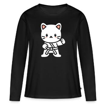 karate - T-shirt manches longues Premium bio Femme - noir - Devant - Julia (174cm)