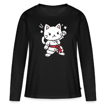 karate - T-shirt manches longues Premium bio Femme - noir - Devant - Julia (174cm)