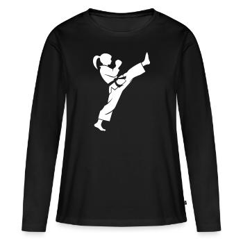 karate - T-shirt manches longues Premium bio Femme - noir - Devant - Julia (174cm)