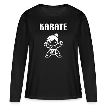 karate - T-shirt manches longues Premium bio Femme - noir - Devant - Julia (174cm)