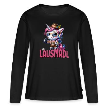 Tracht Damen Outfit Dirndl Ersatz Lausmadl - Women's Premium Organic Long Sleeve Shirt - black - Front - Julia (174cm)