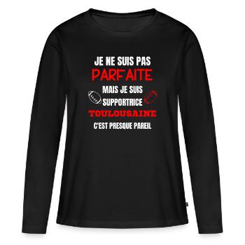 Supportrice Toulousaine Parfaite - T-shirt manches longues Premium bio Femme - noir - Devant - Julia (174cm)