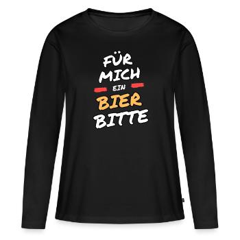 Für mich ein Bier bitte Motiv lustig - Frauen Premium Bio Langarmshirt - Schwarz - Vorne - Julia (174cm)