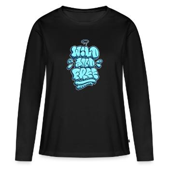 Sauvage et gratuit Asik Graffiti Throwup Style simple - T-shirt manches longues Premium bio Femme - noir - Devant - Julia (174cm)