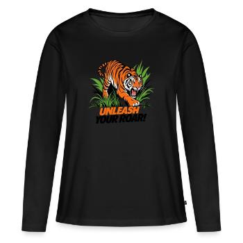 TIGER, UNLEASH YOUR ROAR - Women's Premium Organic Long Sleeve Shirt - black - Front - Julia (174cm)