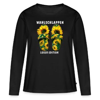 WAHLSCHLAPPEN LOSER EDITION - Frauen Premium Bio Langarmshirt - Schwarz - Vorne - Julia (174cm)