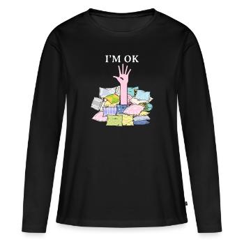 Couture, couture, couture, courtepointe - T-shirt manches longues Premium bio Femme - noir - Devant - Julia (174cm)