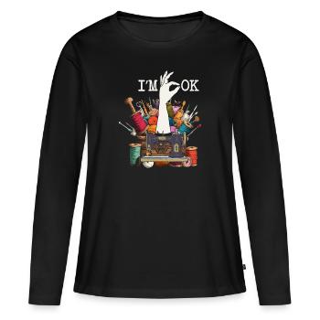 Couture, couture, couture, courtepointe - T-shirt manches longues Premium bio Femme - noir - Devant - Julia (174cm)