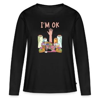 Couture, couture, couture, courtepointe - T-shirt manches longues Premium bio Femme - noir - Devant - Julia (174cm)