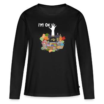 Couture, couture, couture, courtepointe - T-shirt manches longues Premium bio Femme - noir - Devant - Julia (174cm)