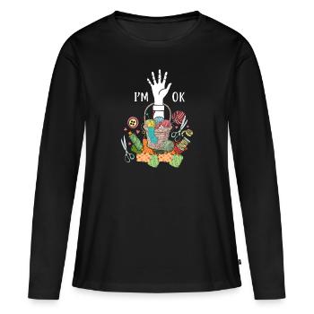 Couture, couture, couture, courtepointe - T-shirt manches longues Premium bio Femme - noir - Devant - Julia (174cm)
