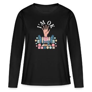 Couture, couture, couture, courtepointe - T-shirt manches longues Premium bio Femme - noir - Devant - Julia (174cm)