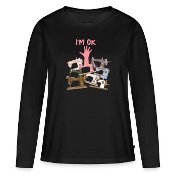 Funny Quilting Quilter, Channel Sewing Sewing Seamstress - Women's Premium Organic Long Sleeve Shirt - black - Front - Julia (174cm)