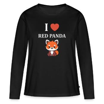 Panda roux - T-shirt manches longues Premium bio Femme - noir - Devant - Julia (174cm)