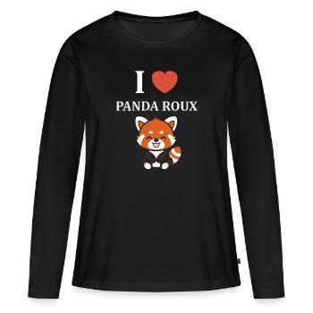 Panda roux - T-shirt manches longues Premium bio Femme - noir - Devant - Julia (174cm)