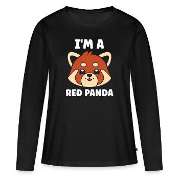 Panda roux - T-shirt manches longues Premium bio Femme - noir - Devant - Julia (174cm)
