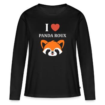 Panda roux - T-shirt manches longues Premium bio Femme - noir - Devant - Julia (174cm)